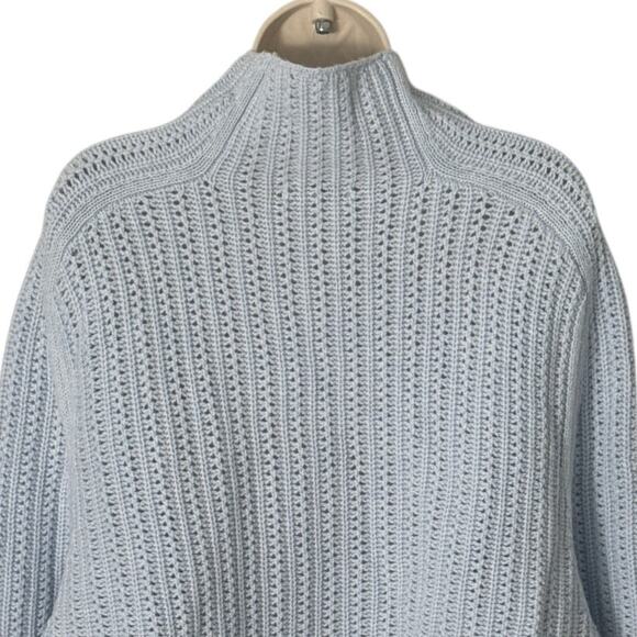 NWT Madewell Pointelle Stitch Mockneck Sweater Heather Pale Dawn Light Blue S - Picture 10 of 10